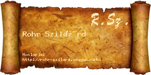 Rohr Szilárd névjegykártya